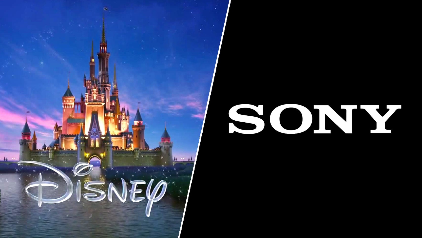 The Disney logo in front of the Disney castle on the left, the Sony logo on the right. - 1