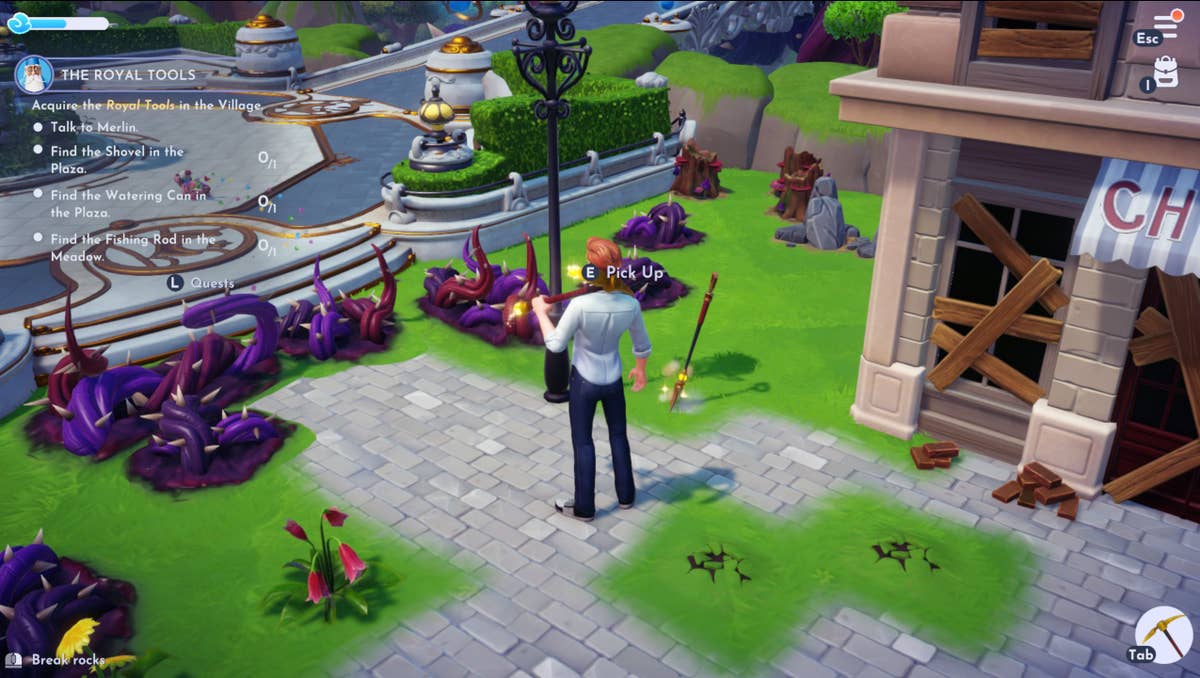 Disney Dreamlight Valley Royal Tool locations, including Pickaxe, Shovel,  Watering Can and Fishing Rod