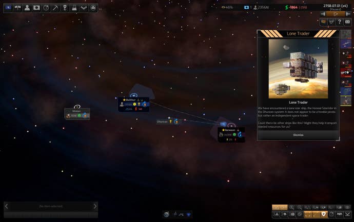 A Lone Trader event in Distant Worlds 2