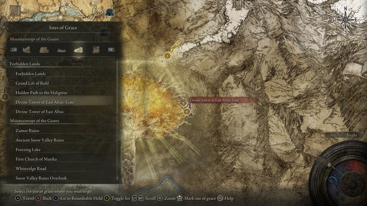 Divine Tower of East Altus: Gate Grace in Elden Ring