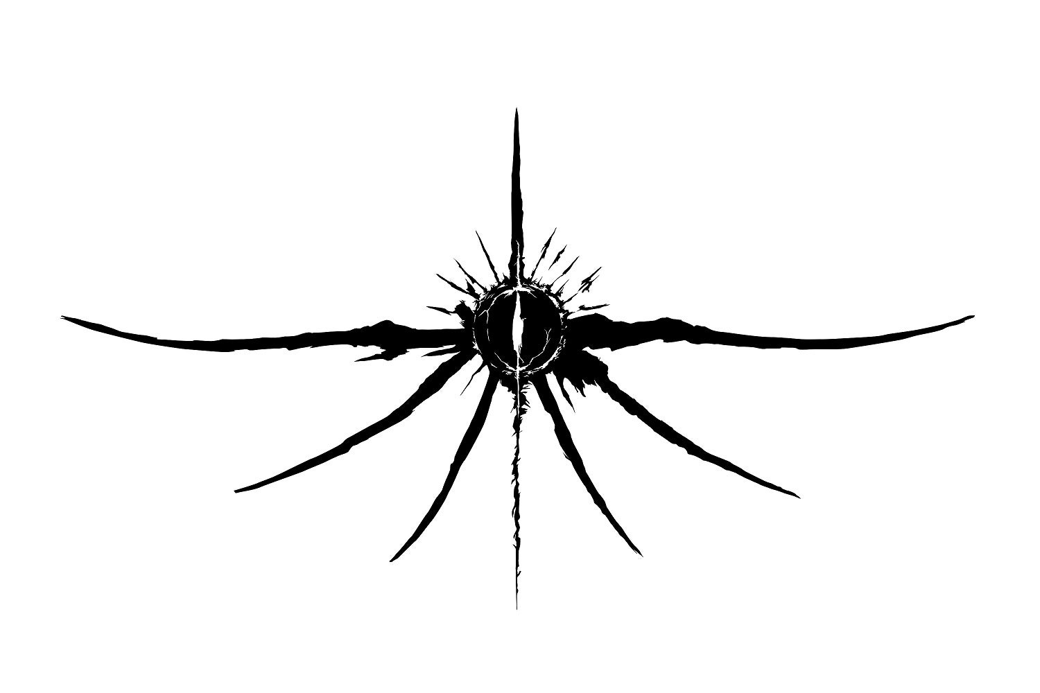 Značka Divinity: černá ikona koule s tenkými nohami