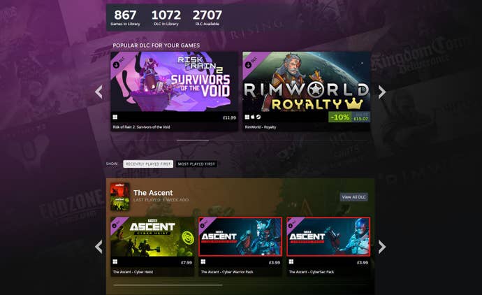 A screenshot of the DLC Discovery Hub.