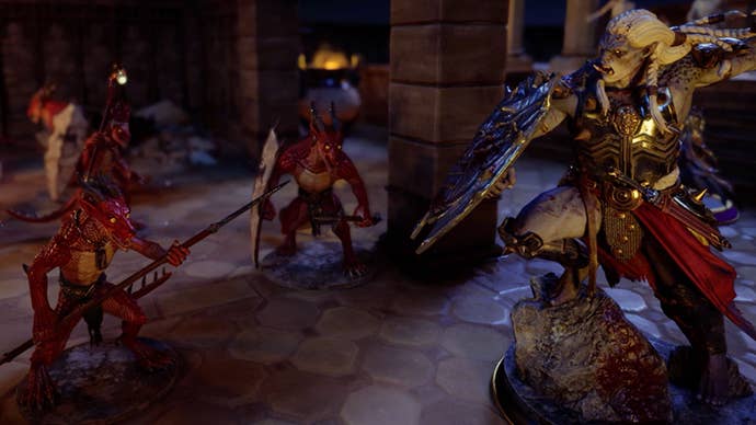 Fantasy figurines with visible bases prepare for battle in DnD’s new virtual tabletop experience.