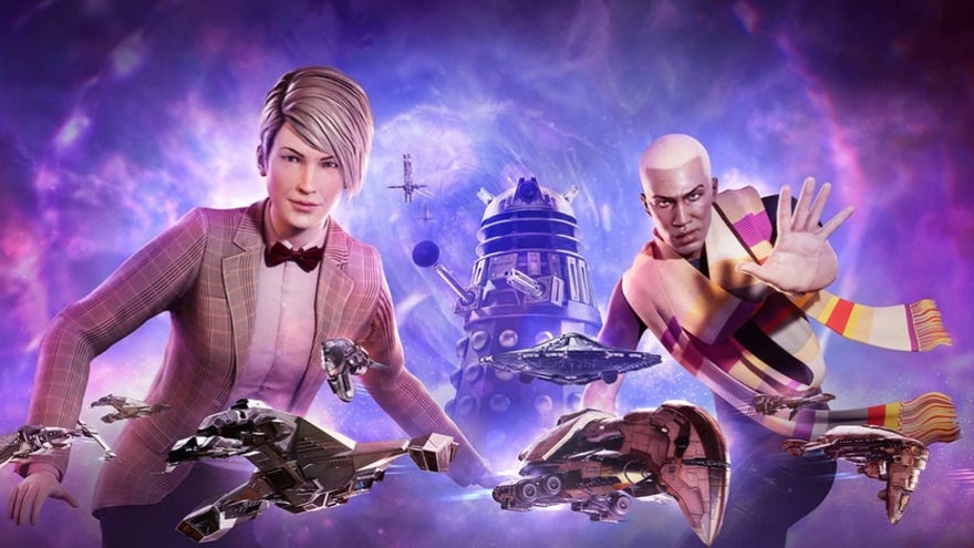 Time Lords in artwork for Eve Online’s Doctor Who crossover.