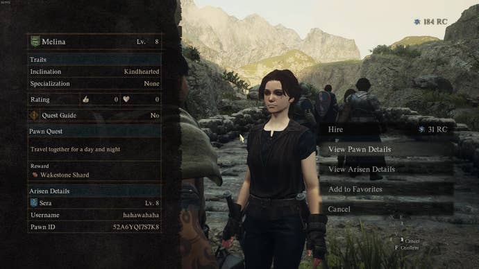 Recruiting a pawn who looks like Elden Ring’s Melina in Dragon’s Dogma 2.