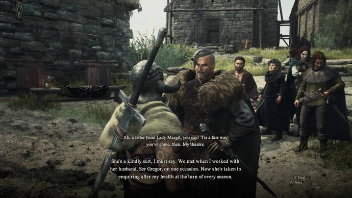 A warrior sets us a quest in Dragon’s Dogma 2.