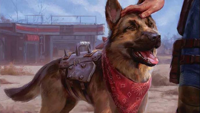Dogmeat in his Magic the Gathering form.