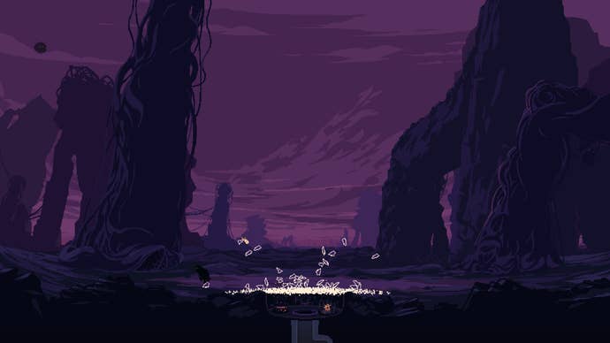 A smashed glass dome on a purple planet. It’s game over.