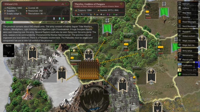 The campaign map of provinces in Dominions 5