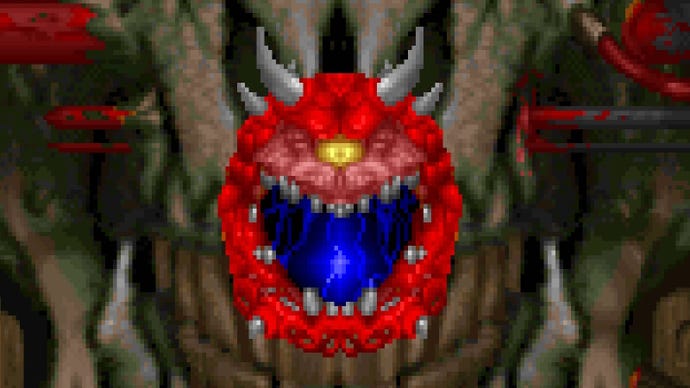 Pixel art of a Cacodemon from Doom II
