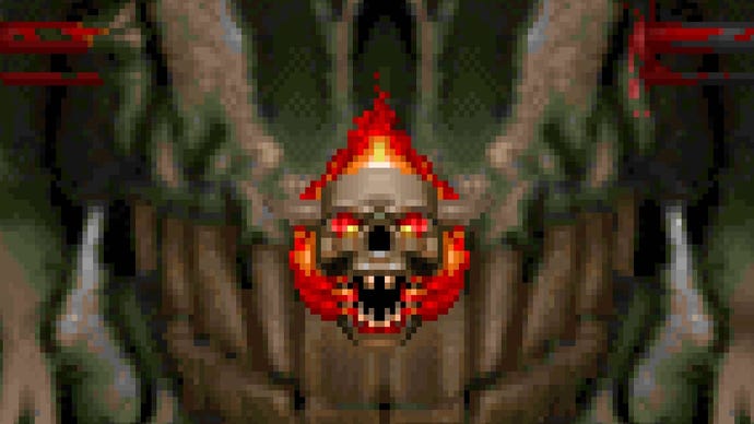 Pixel art of a Lost Soul from Doom II