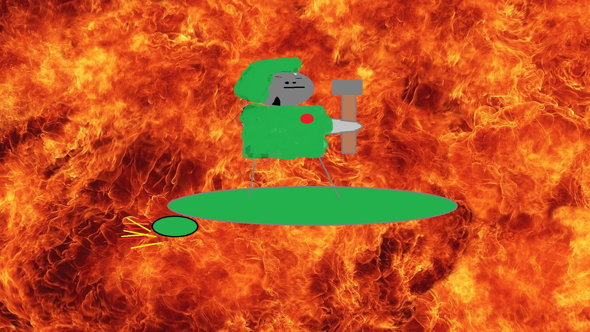 The artist's impression of a silverback doom slayer on a hoverboard with a sledgehammer - 4