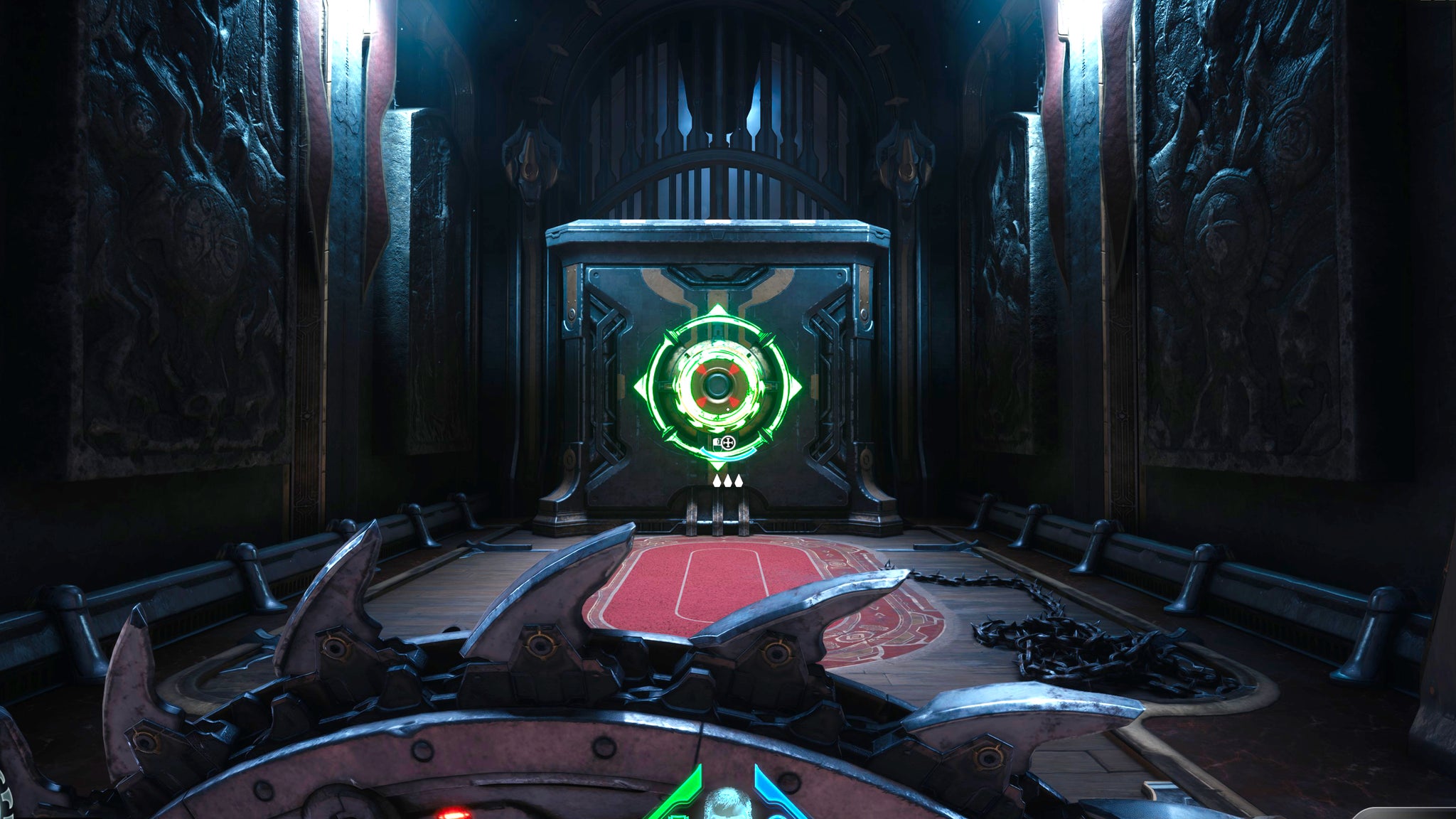The player in Doom: The Dark Ages aims a Shield Charge at the centre of a large cube in order to shove it out of the way as part of a secret puzzle solution near the start of Chapter 4. - 6