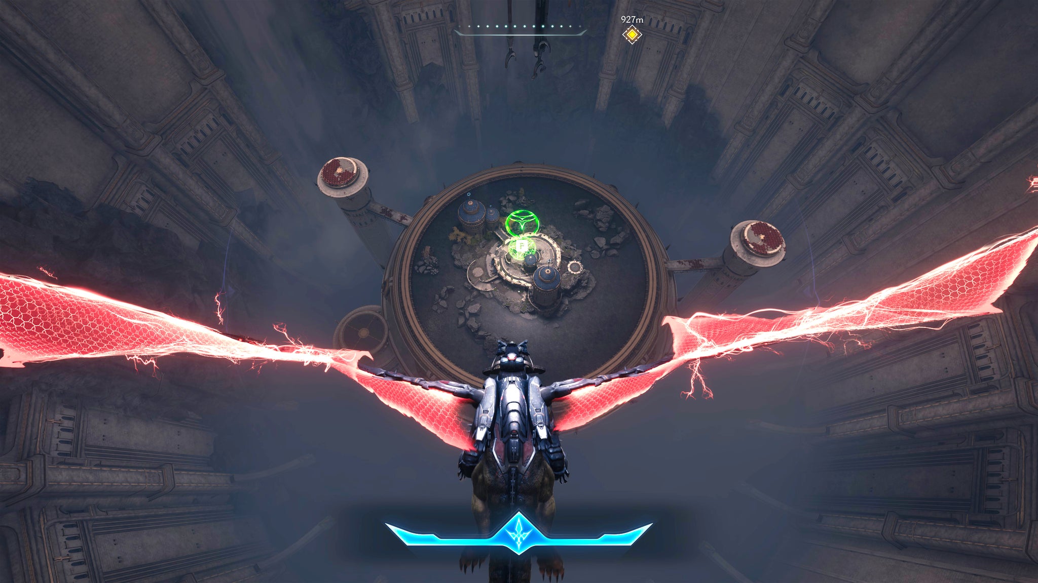 The player in Doom: The Dark Ages flies their Dragon towards a pair of Titans guarding a secret landing area in Chapter 5. - 7