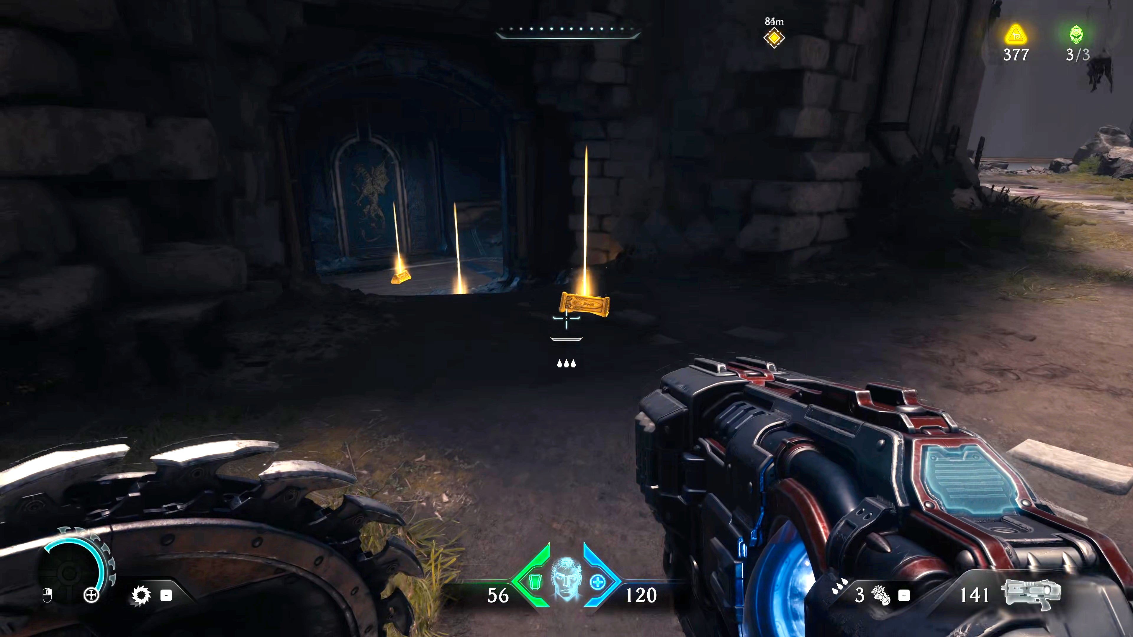 The player in Doom: The Dark Ages follows a trail of Gold pickups on the floor into a secret corridor in Chapter 5. - 9