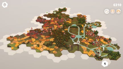 Screenshot of rural country town scenes in Dorfromantik