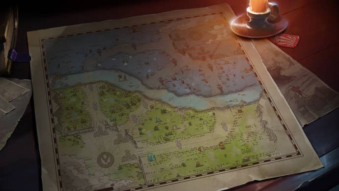 An illustrated map showing Dota 2’s new, larger map.