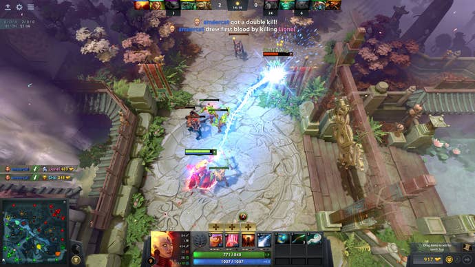 Zapping wizards in a Dota 2 screenshot.
