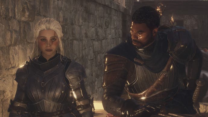 dragon's dogma 2 white haired arisen and captain brant