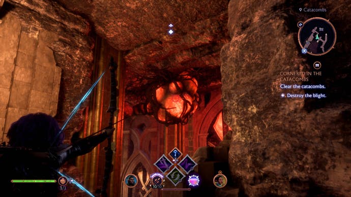 Dragon Age, the Veilkeeper caught in the catacomb scourge, seethes at the top of the stairs