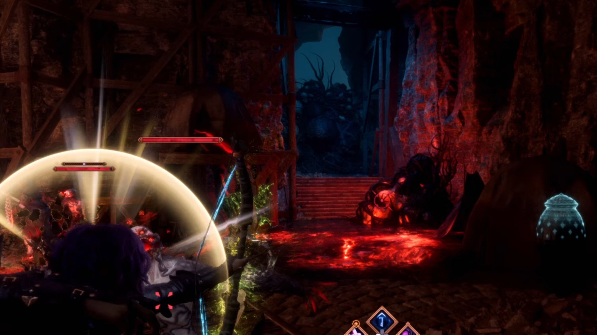 dragon age the veilguard caught in the catacombs room one blight boil on floor to right