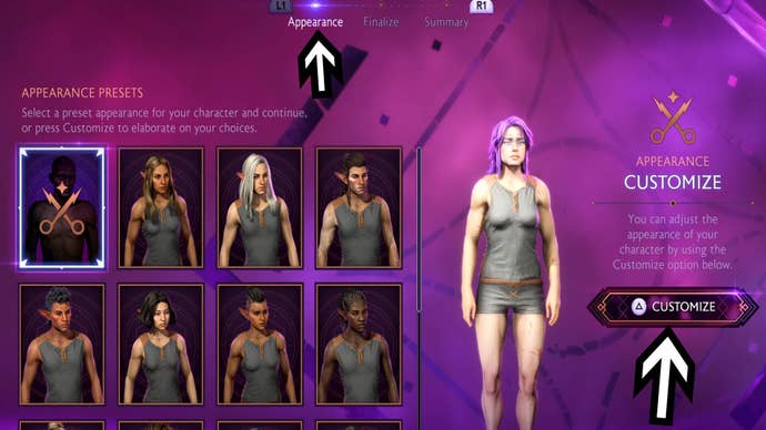 dragon age the veilguard customise character appearance preset options