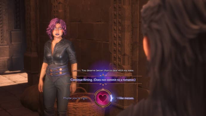 dragon age the veilguard express romantic interest in lucanis conversation