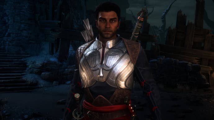 A Rook wearing Mass Effect-inspired gear in Dragon Age: The Veilguard.
