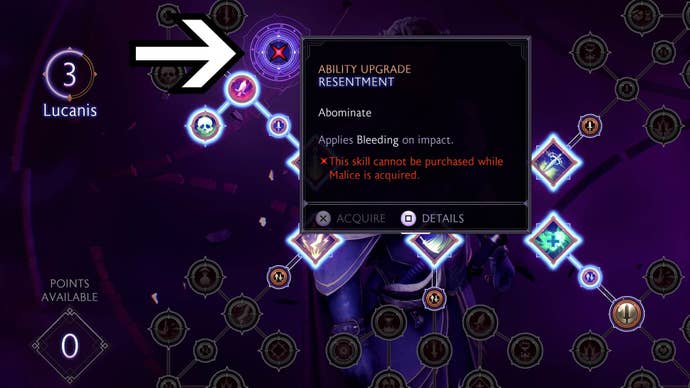 dragon age the veilguard lucanis skill tree no resentment ability blocked