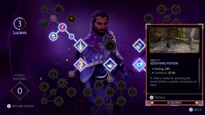 dragon age the veilguard lucanis skill tree soothing potion skill