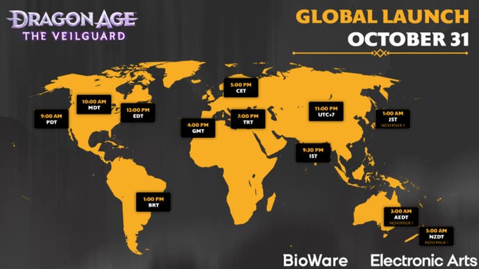 Dragon Age The Veilguard Official Release Time Map