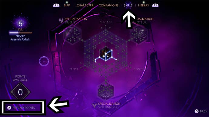 dragon age the veilguard rook skill tree skill points refund option highlighted