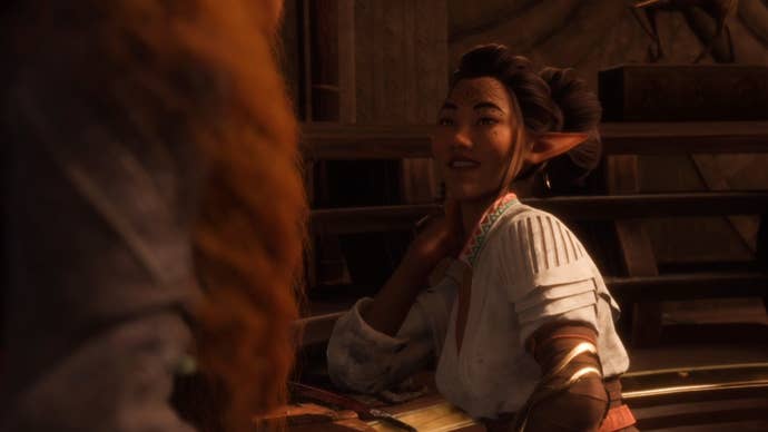 Dragon Age Veilguard screenshot of the Rook and Bellara romance.