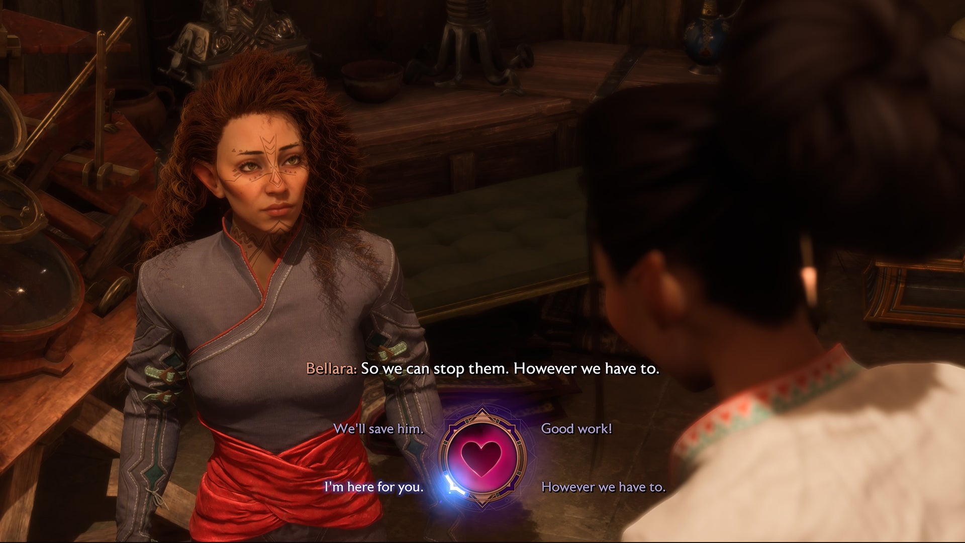 Dragon Age Veilguard screenshot of the Rook and Bellara romance. - 3