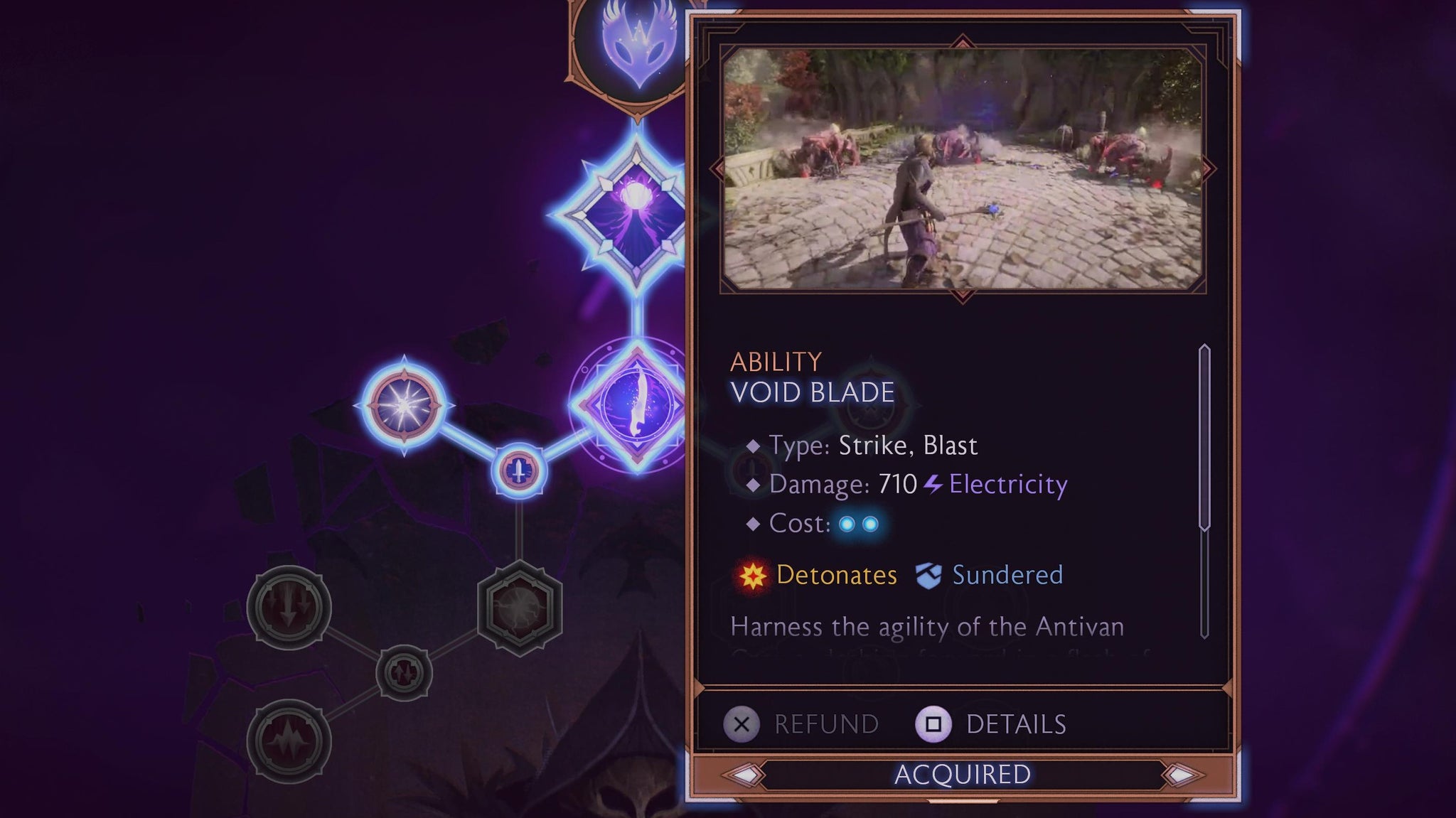 The Skill Tree in Dragon Age: Veilguard showing the Void Blade Skill. - 3