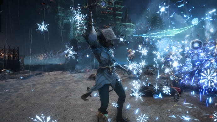 Dragon Age Veilguard screenshot of Neve performing Mage skills in combat.