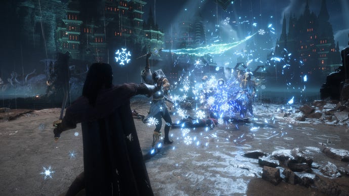 Dragon Age Veilguard screenshot of Rook performing Mage skills in combat.