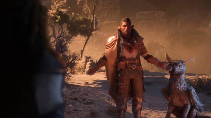 Dragon Age Veilguard screenshot of Davrin, a recruitable companion.