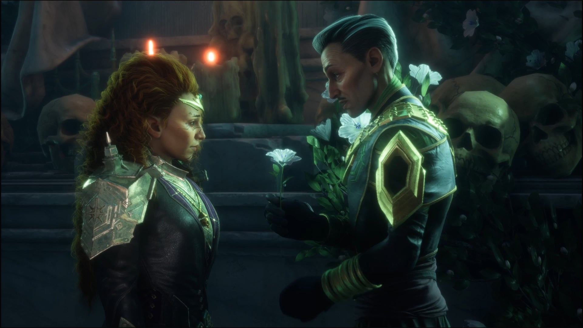 Dragon Age Veilguard screenshot of the Rook and Emmrich romance. - 4
