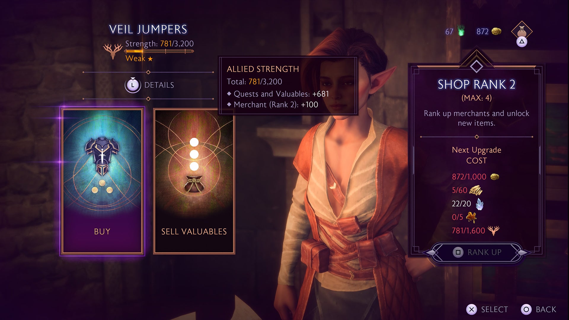 Dragon Age Veilguard screenshot of the Veil Jumper's Faction Shop. - 5