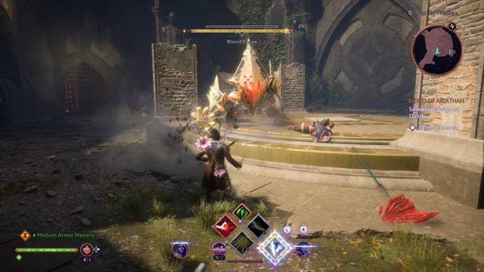 Combat with a flowery bow in Dragon Age: The Veilguard.