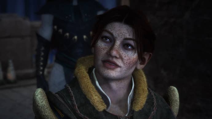 Dragon Age Veilguard screenshot of Harding, a recruitable companion.