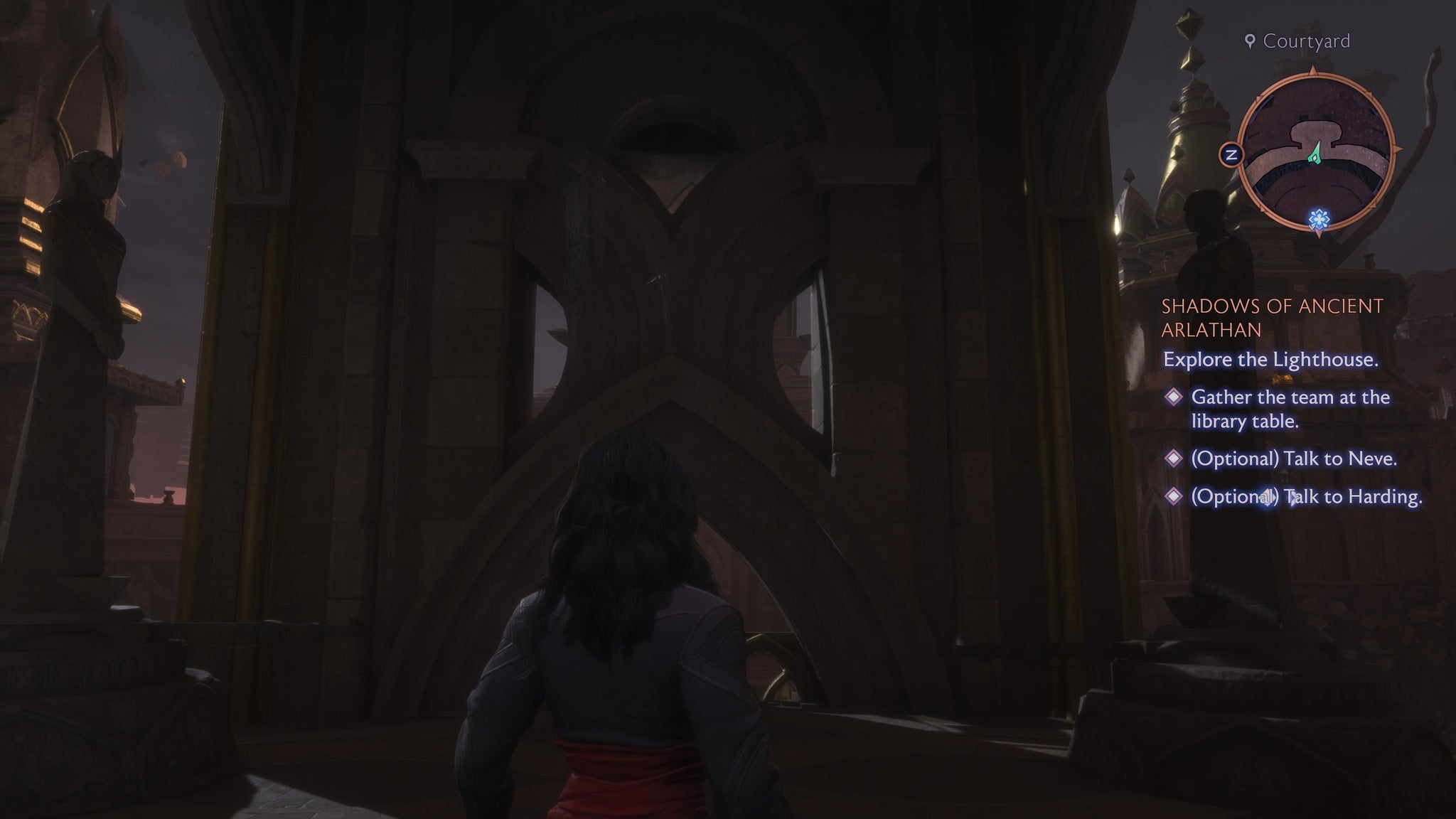 Rook standing in front of the first set of Lighthouse statues in Dragon Age: Veilguard. - 3