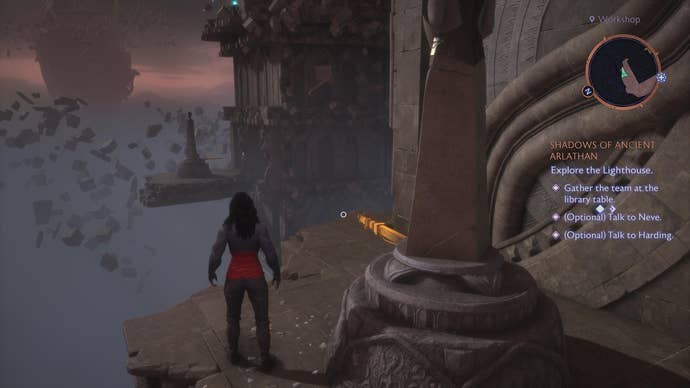Rook standing next to the second set of Lighthouse statues in Dragon Age: Veilguard.