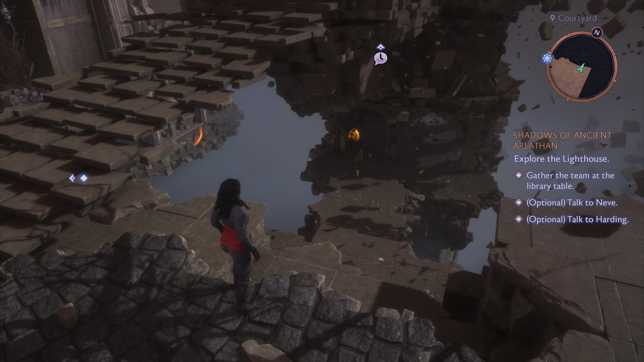 Rook standing over the path down to the second set of Lighthouse statues in Dragon Age: Veilguard. - 6