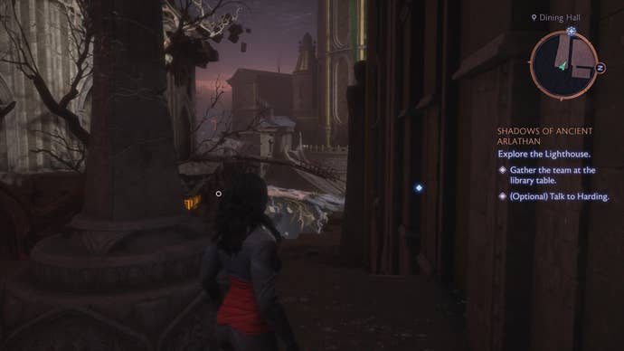 Rook standing next to the third set of Lighthouse statues in Dragon Age: Veilguard.