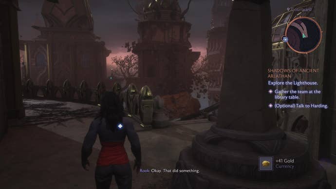 Rook standing next to the final Lighthouse statue in Dragon Age: Veilguard.