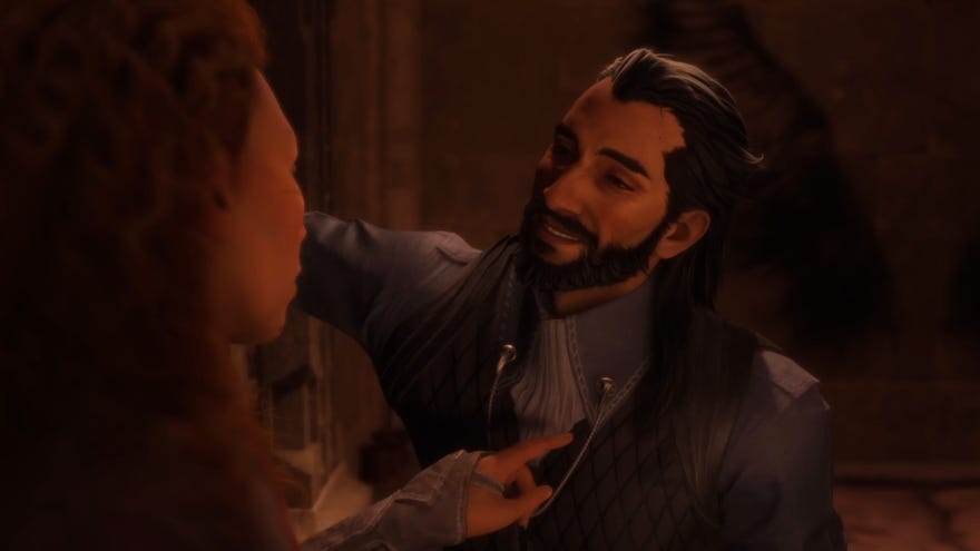 Dragon Age Veilguard screenshot of the Rook and Lucanis romance.