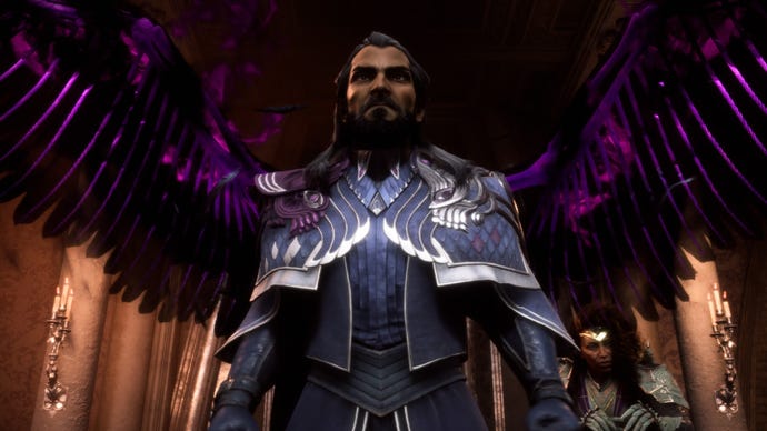 Dragon Age Veilguard screenshot of the Rook and Lucanis romance.