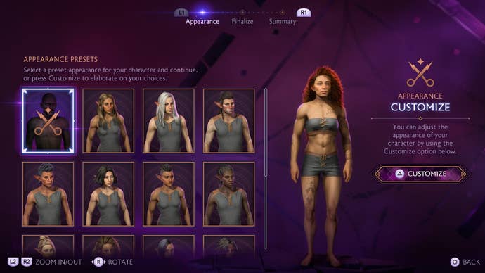 Dragon Age Veilguard screenshot of the character creation screen.